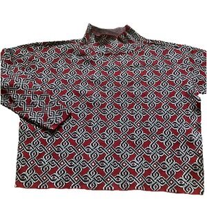 Anthropologie Maeve Turtleneck Sweater Women XX-Small Black Red Geo Crop Wide
